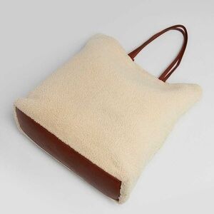 Yves Saint Laurent Beige Shearling North South Tote Bag